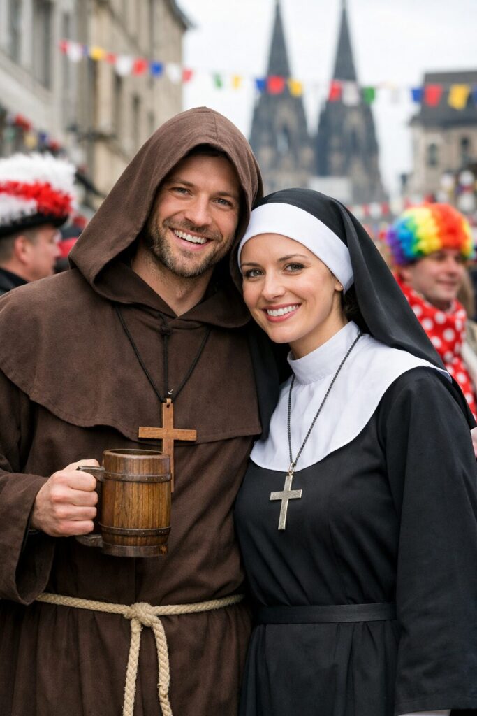 Karneval Kostüm Mönch und Nonne