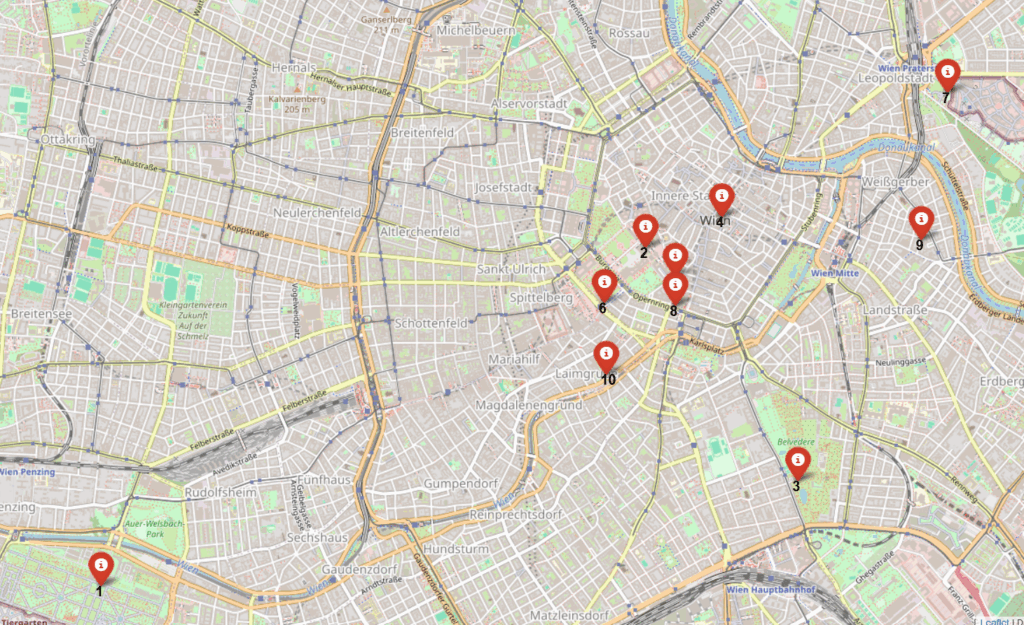 Wien Sehenswürdigkeiten Top 10 Übersichtskarte